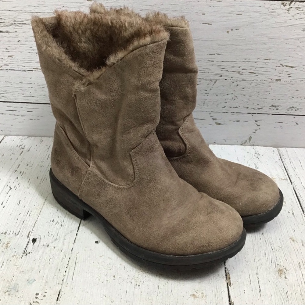 Candie’s Faux Fur Ankle Boots Tan Brown Size 6